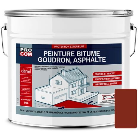 Procom – Peinture bitume pour sol intérieur 10 litres – Finition mate antidérapante – Haute protection contre intempéries et UV – Application facile - 772F21