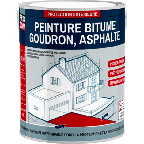 Procom – Peinture bitume mate antidérapante 2,5L – Pour asphalte et goudron – Haute protection UV – Application facile sans odeur