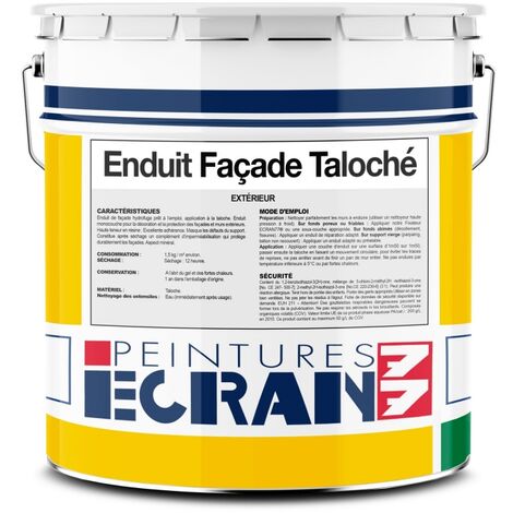 Enduit de façade hydrofuge prêt à l'emploi – Protection durable des murs extérieurs – Masque les défauts – 25 Kg ECRAN 77 FFFFFF