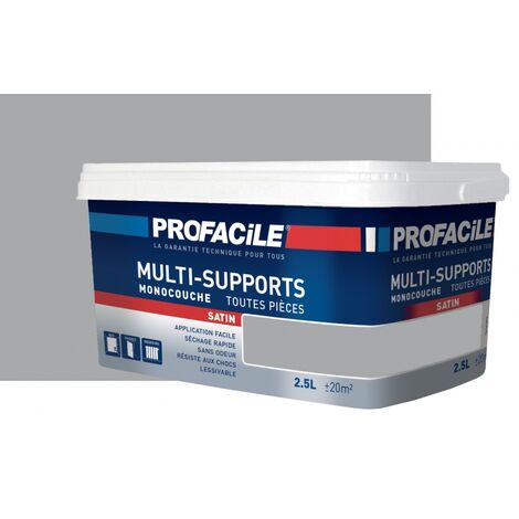 Peinture intérieure multi-supports, satin, murs, plafonds, boiseries, radiateurs, sans odeur, plusieurs teintes PROFACILE A7AAAA 2.5 litres