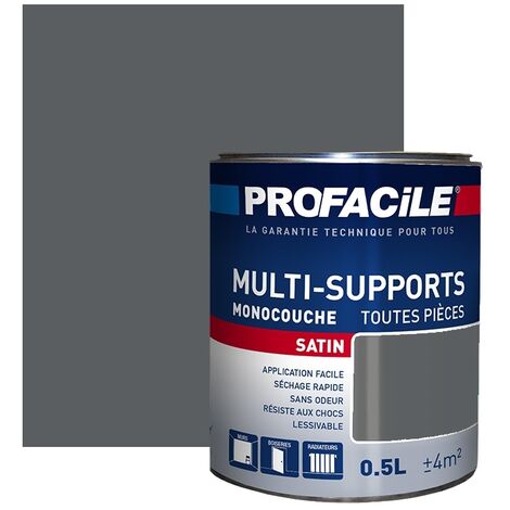 Peinture intérieure multi-supports, satin, murs, plafonds, boiseries, radiateurs, sans odeur, plusieurs teintes PROFACILE 5B5E60 0.5 litre