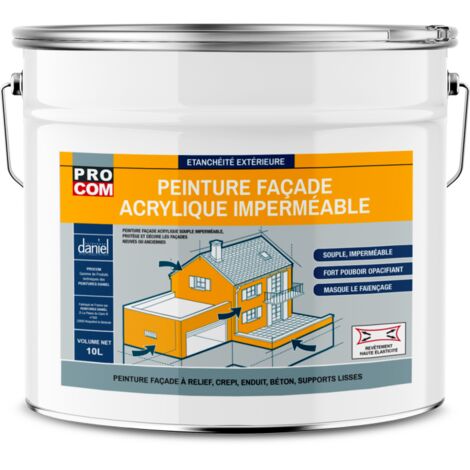 Peinture façade PROCOM crépi, façade à relief, imperméabilisation et protection des façades - Durable jusqu'à 10 ans ffffff 10 litres
