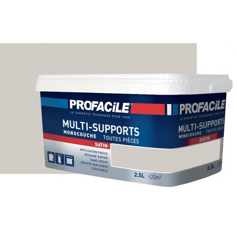 Peinture intérieure multi-supports, satin, murs, plafonds, boiseries, radiateurs, sans odeur, plusieurs teintes PROFACILE D1CDC6 2.5 litres