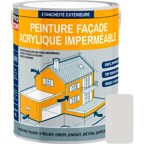 Peinture façade PROCOM crépi, façade à relief, imperméabilisation et protection des façades - Durable jusqu'à 10 ans DBDAD7 2.5 litres