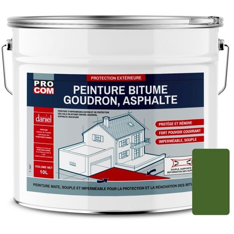 Peinture bitume, résine sol enrobé bitumeux, asphalte, goudron, macadam PROCOM 4b6331 10 litres