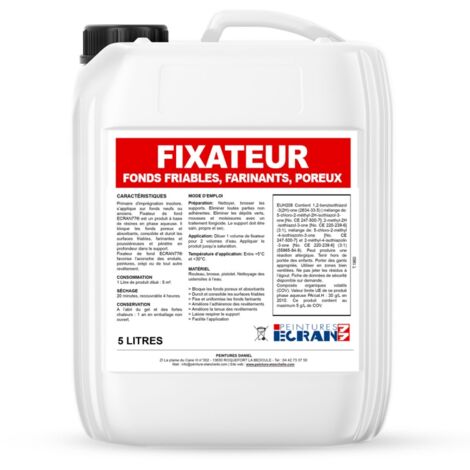 Fixateur de surface 5L – Durcit fonds friables et farinants – Bloque fonds poreux – Régule absorption – Pour béton, mortier, plâtre - ECRAN77