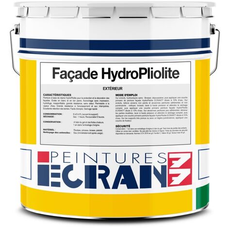 Peinture professionnelle hydro pliolite pour façades extérieures – Mat profond – Excellente adhérence – Résistante aux intempéries – 15 litres - F1EBDD (1/2)