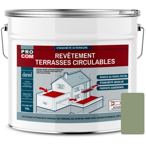 Procom – Peinture imperméabilisante pour terrasse et balcon – 10 litres – Résistante aux infiltrations d'eau et micro-organismes – Application facile - 8a9977