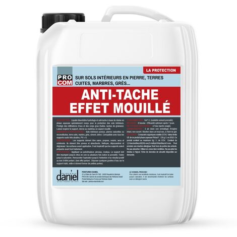 Procom – Protection anti-tache hydrofuge oléofuge effet mouillé 5L – Pour sols intérieurs et extérieurs – Protection durable contre l'eau et les taches