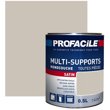Peinture intérieure multi-supports, satin, murs, plafonds, boiseries, radiateurs, sans odeur, plusieurs teintes PROFACILE CAC3B7 0.5 litre