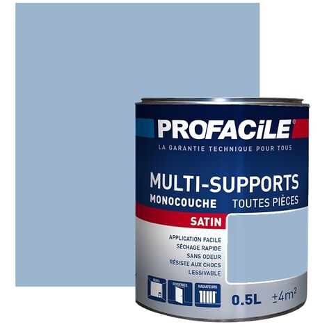 Peinture intérieure multi-supports, satin, murs, plafonds, boiseries, radiateurs, sans odeur, plusieurs teintes PROFACILE 9BB5CF 0.5 litre
