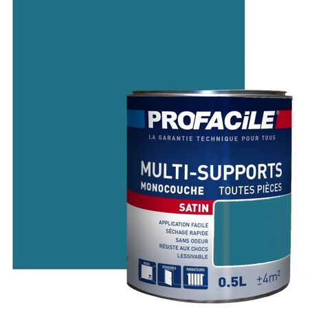 Peinture murale satinée 0.5L – Sans odeur – Séchage rapide 30 min – Pour murs, plafonds, boiseries, radiateurs – Plusieurs teintes