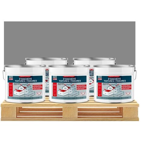 Peinture, résine d'étanchéité toiture, réparation tuiles, fissures, anti-fuites, décore, protège, plusieurs coloris PROCOM 888888 5 x 10L