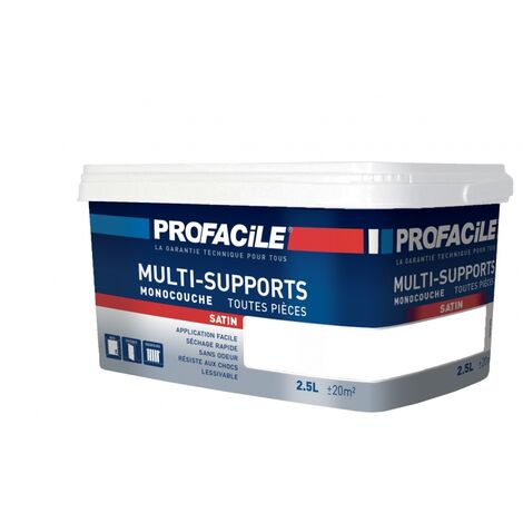 Peinture intérieure multi-supports, satin, murs, plafonds, boiseries, radiateurs, sans odeur, plusieurs teintes PROFACILE ffffff 2.5 litres