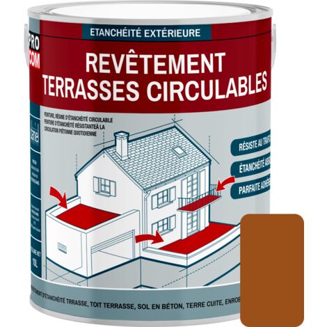 Procom – Peinture résine d'étanchéité pour terrasse et balcon – Imperméabilisant béton 2.5L – Application en 3 couches – Résistance aux micro-organismes - 9B4F19