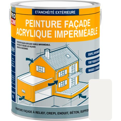 Peinture façade PROCOM crépi, façade à relief, imperméabilisation et protection des façades - Durable jusqu'à 10 ans F3F1EB 2.5 litres