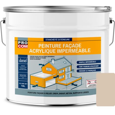 Procom – Peinture façade acrylique étanche 10L – Protection jusqu'à 10 ans – Application facile sur crépi et béton – Aspect mat microporeux - d5c6b4