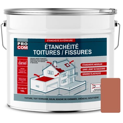 Peinture, résine d'étanchéité toiture, réparation tuiles, fissures, anti-fuites, décore, protège, plusieurs coloris PROCOM B46A55 10 litres