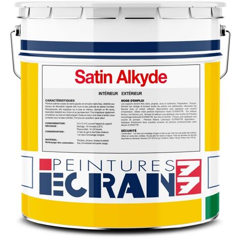 Peinture satinée professionnelle 15L – Opacifiante et sans odeur – Pour murs, plafonds et boiseries – Résistante à l'humidité et lessivable (1/3)