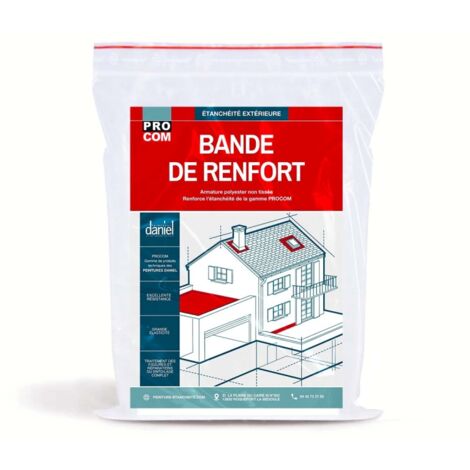Procom – Rouleau d'étanchéité haute élasticité 20 cm x 10 m – Armature polyester pour joints et fissures – Résistance mécanique accrue