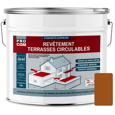 Procom – Peinture imperméabilisante pour terrasse et balcon – 10 litres – Résistante aux intempéries et micro-organismes – Application facile - 9B4F19