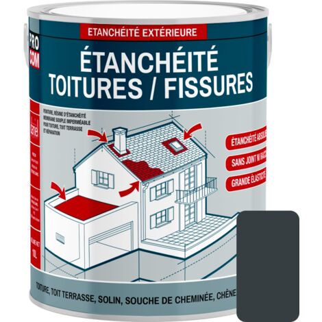 Procom – Peinture pour toiture – Résine d'étanchéité anti-fuites – Réparation fissures et tuiles – Application facile – 0.75 litres