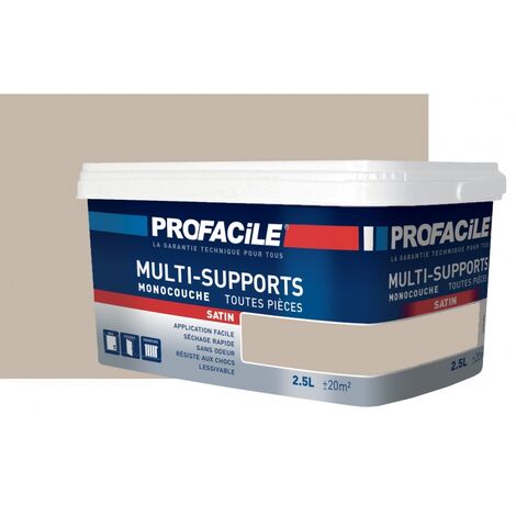 Peinture intérieure multi-supports, satin, murs, plafonds, boiseries, radiateurs, sans odeur, plusieurs teintes PROFACILE C6B8AB 2.5 litres