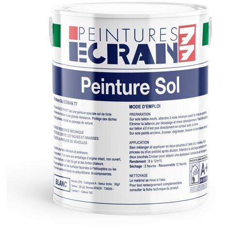 Peinture sol professionnelle, satin, peinture opacifiante, sans odeur, protège, décore, intérieur, extérieur, HydroSol ECRAN 77 ffffff 5 litres (1/2)