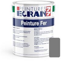 Peinture fer professionnelle, satin, peinture opacifiante, sans odeur, antirouille, protège, décore intérieur, extérieur ECRAN77 7a7b7a 1 litre