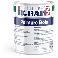 Peinture bois professionnelle, satin, peinture opacifiante, sans odeur, protège, décore, intérieur, extérieur ECRAN77 FFFFFF 1 litre