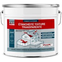 Procom – Résine d'étanchéité transparente polyuréthane 10L – Imperméabilisant pour toiture, véranda, serre – Application facile, résistance aux intempéries