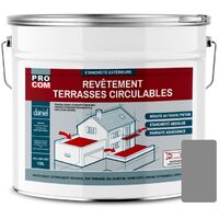 Procom – Peinture d'étanchéité pour terrasse circulable – Résine souple pour béton et carrelage – Résiste aux intempéries et à la circulation piétonne – 10 litres
