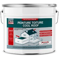 Procom – Peinture toiture anti chaleur Cool Roof – Peinture blanche réfléchissante 10L – Réduit la température intérieure jusqu'à 20°C – SRI 104