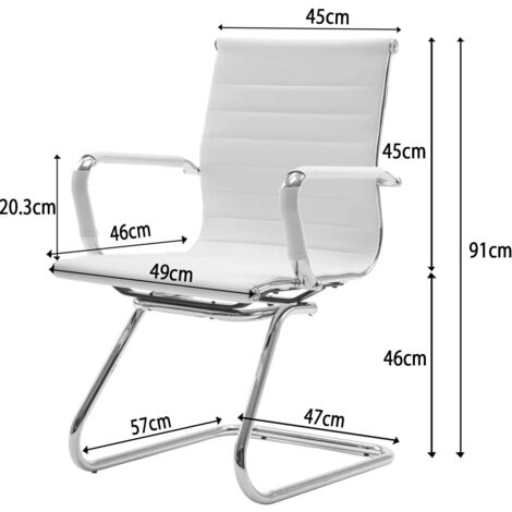 Meeting Office Chairs Set of 2 in PU Leather Reception Chairs Cantilever for Boardroom Conference, White, Wahson