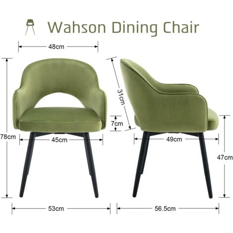 Dining Chairs Set of 2 in Velvet Swivel Kitchen Corner Chairs with Hollow Backrest for Living Room Restaurant, Green, Wahson