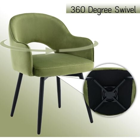 Dining Chairs Set of 2 in Velvet Swivel Kitchen Corner Chairs with Hollow Backrest for Living Room Restaurant, Green, Wahson