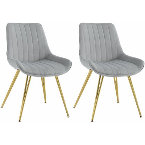 Set of 2 Modern Velvet Dining Chairs Off White Steel Black Legs