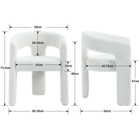 Dining Chair in Faux Fur Upholstered Armchair Designed with Unique Curved Backest Kitchen Side Chair for Dining Living Room, White, Wahson
