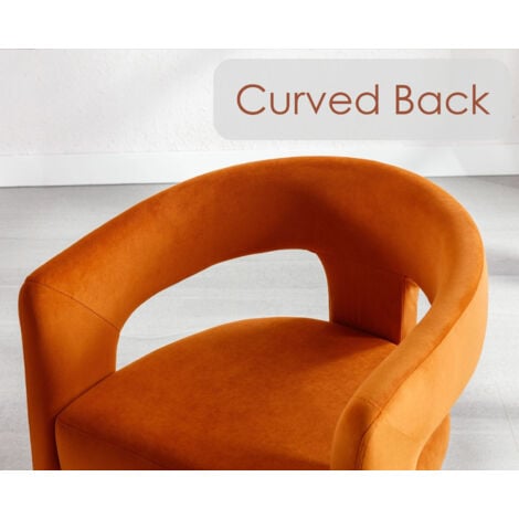 Dining Chairs 2Pcs in Velvet Chic Armchairs with Stylish Curved Backrest for Kitchen Living Room Restaurant Cafe, Orange, Wahson