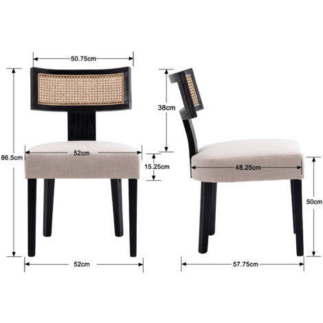 Dining Chairs Set of 2 in Wood Upholstered Mid Century Kitchen Side Chairs for Dining Room Restaurant, Black, Wahson