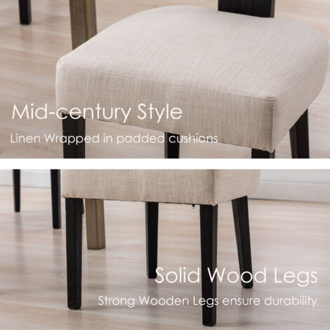 Dining Chairs Set of 2 in Wood Upholstered Mid Century Kitchen Side Chairs for Dining Room Restaurant, Black, Wahson