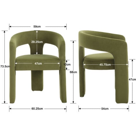 Dining Chair Set of 2 in Velvet Upholstered Armchair Designed with Unique Curved Backest Kitchen Side Chair for Dining Living Room, Green, Wahson