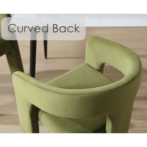 Dining Chair Set of 2 in Velvet Upholstered Armchair Designed with Unique Curved Backest Kitchen Side Chair for Dining Living Room, Green, Wahson