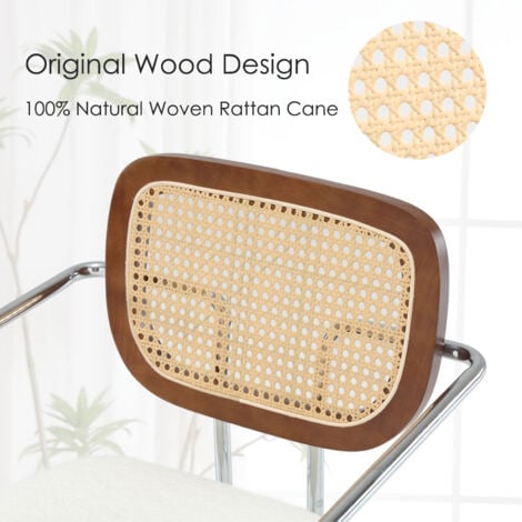 Bar Stools Set of 2 in Faux Fur Upholstered Breakfast Counter Stools with Metal Frame Bar Chairs for Home Pub Kitchen Dining Room, White, Wahson