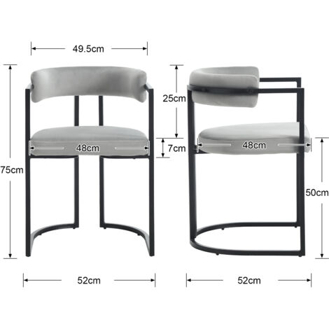 Dining Chairs Set of 2 Upholstered in Velvet Modern Leisure Corner Chairs for Kitchen Living Room, Gray, Washon