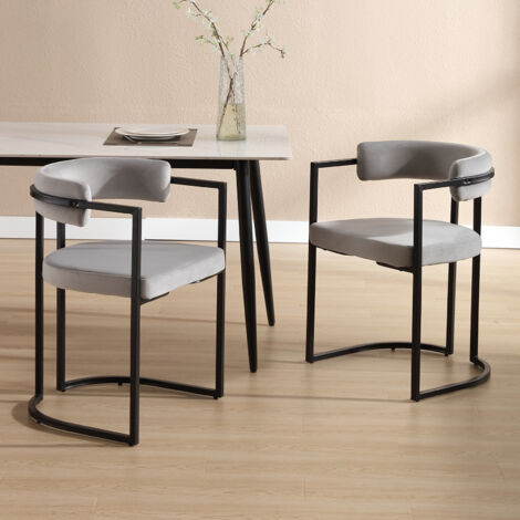 Dining Chairs Set of 2 Upholstered in Velvet Modern Leisure Corner Chairs for Kitchen Living Room, Gray, Washon
