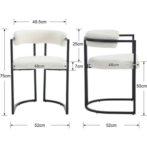 Dining Chairs Set of 2 Upholstered in Faux Fur Modern Leisure Corner Chairs for Kitchen Living Room, White, Washon
