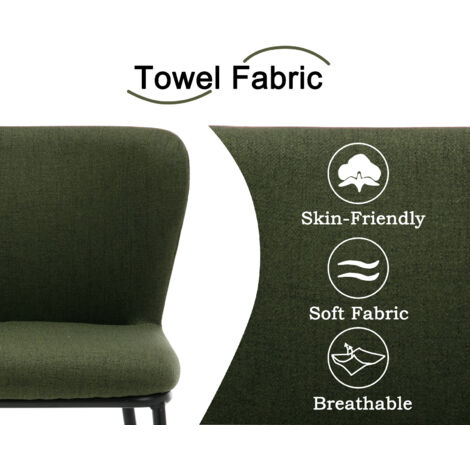 Modern Bar Stools Set of 2 in Linen Armless Kitchen Counter Chairs with Comfy Backrest Breakfast Bar Chairs for Home Bar Dining Room, Green, Wahson