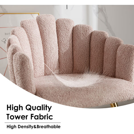 Armchair in Faux Fur Upholstered Occasional Chair with Designed Backrest Modern Comfty Accent Chair for Bedroom Living Room, Pink, Wahson