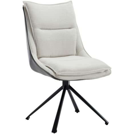 Modern Home Office Chair Linen Padded Desk Chair Vanity Chair Comfy Office Chair with Swivel Base Accent Chair for Office,Beige